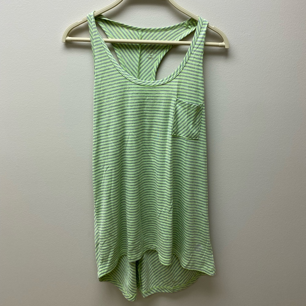 Green & Gray Striped Tank Top